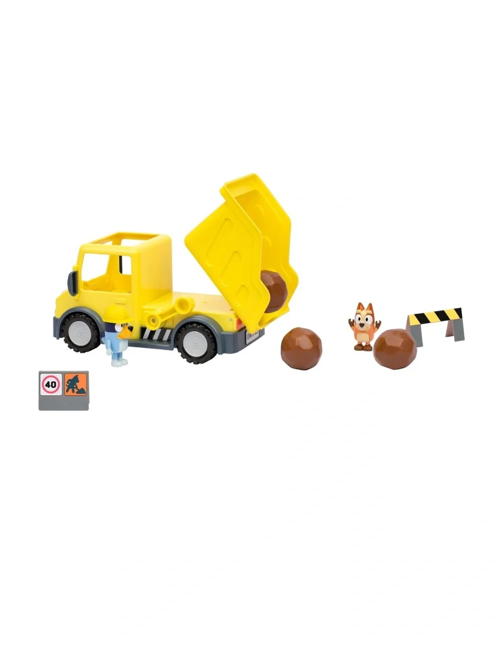 Bluey Dump Truck Toy Playset with Hard Hat Bluey & Muddy Bingo